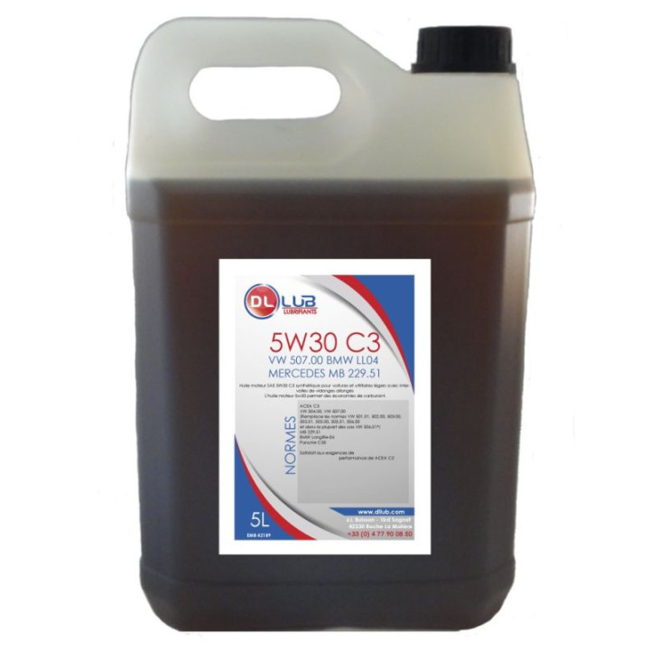 HUILE MOTEUR 5W30 VW 507.00 BMW LL04 MERCEDES MB 229.51 C3 LONG LIFE